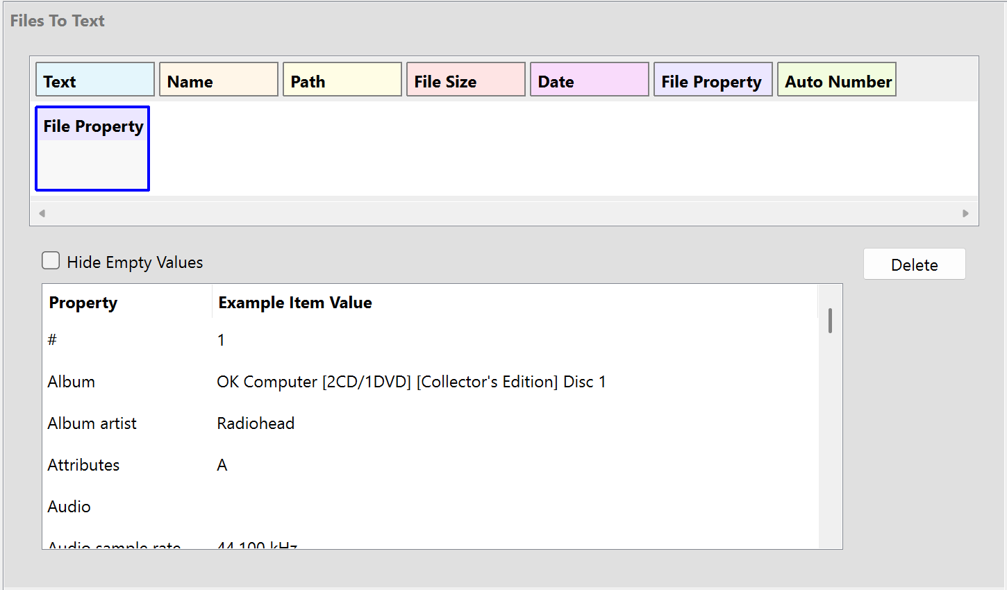 Screenshot of edit file property path