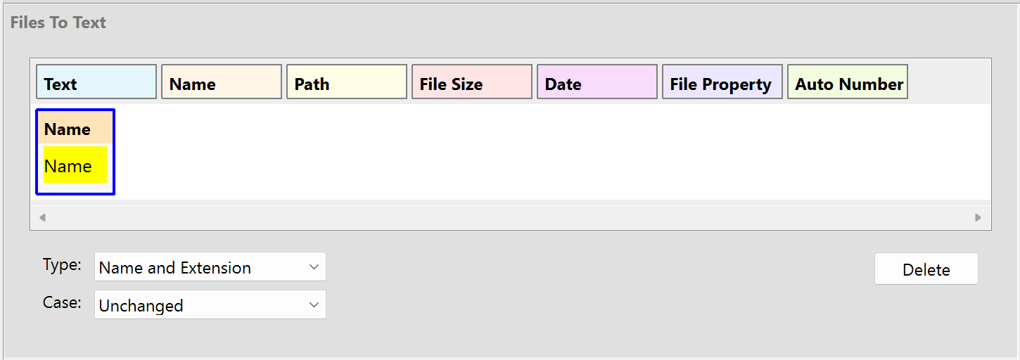 Screenshot of edit name part