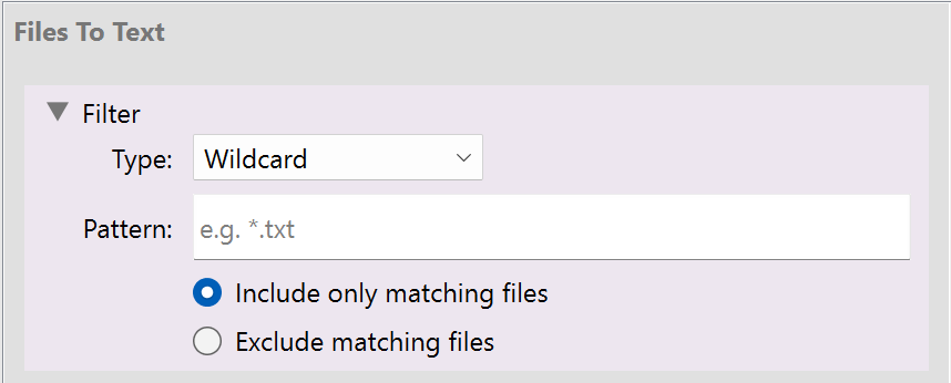 Screenshot showing filtering using wildcards
