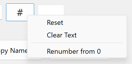 Screenshot of change number button menu