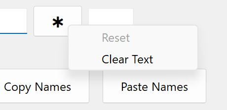 Screenshot of change wild button menu
