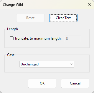 Screenshot of change wild dialog
