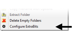 Screenshot of configure extrabits menu command