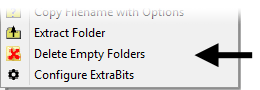 Screenshot of delete empty folders menu command