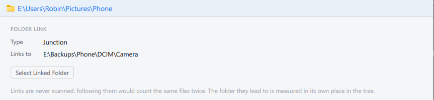 The Folder Contents tab for a folder link