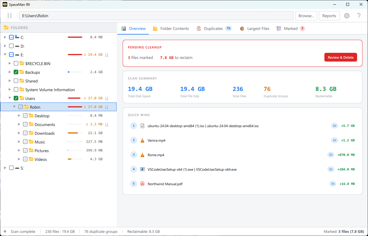 The main window, on the Overview tab