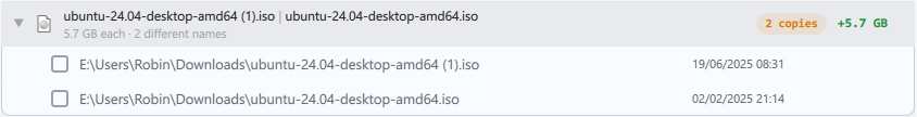A duplicate group: two copies of the same file, under different names